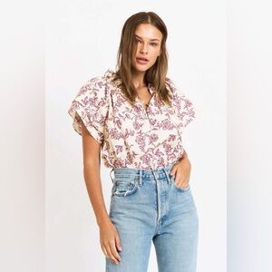 Christy Lynn Gigi Blouse in Raspberry‎ Floral Medium